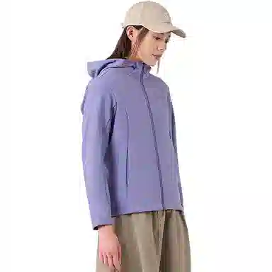探路者 户外防风保暖防泼水弹力软壳夹克外套 女款 寂静紫