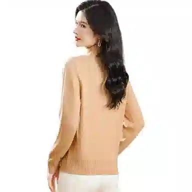 恒源祥 纯色半高领厚款套头长袖针织衫 女款