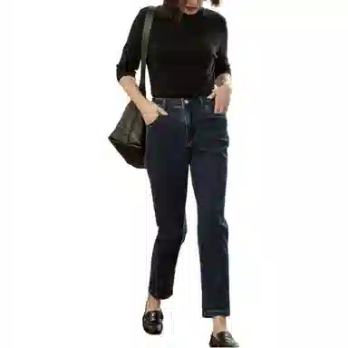 善己 休闲显瘦设计感牛仔裤 女款 牛仔蓝