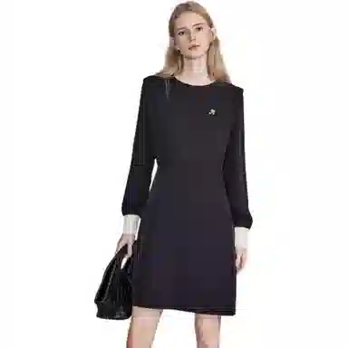 【dme】 秋款圆领长袖连衣裙 黑色