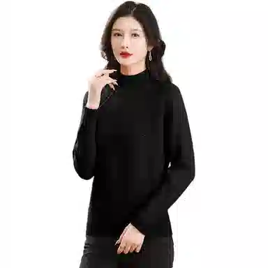 恒源祥 纯色半高领厚款套头长袖针织衫 女款