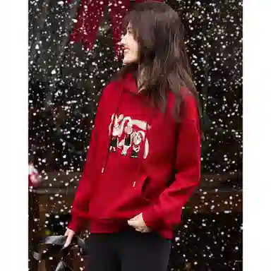 【dme】 连帽休闲宽松加绒加厚卡通印花长袖卫衣 女款