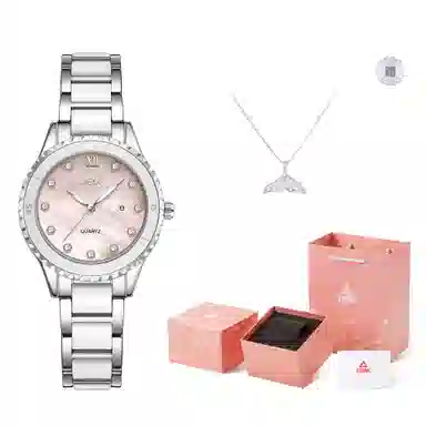 匹克满天星镶钻 腕表手表女士款学生职场休闲穿搭通用 石英机芯 精钢表带 国表 女 贝母色表盘 日常防水清爽表带