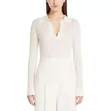 MaxMara Wool and silk sweater with polo shirt collar Polo