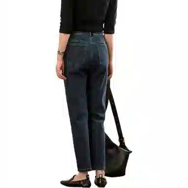 善己 休闲显瘦设计感牛仔裤 女款 牛仔蓝