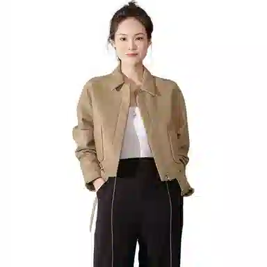 美洋 纯色方领夹克外套 女款