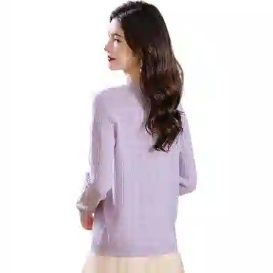 恒源祥 圆领合身纯色长袖针织衫 女款