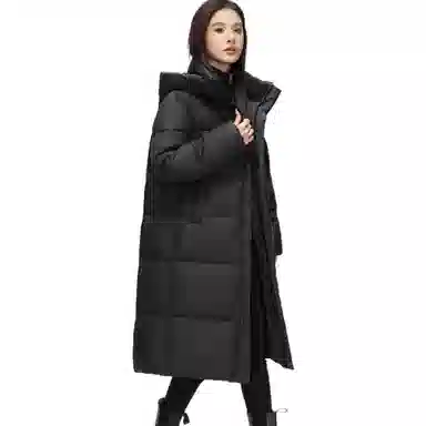 鸭鸭 纯色时尚休闲连帽宽松舒适长袖羽绒服 女款