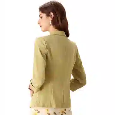 粉红玛琍 纯色一粒扣简约西装 女款