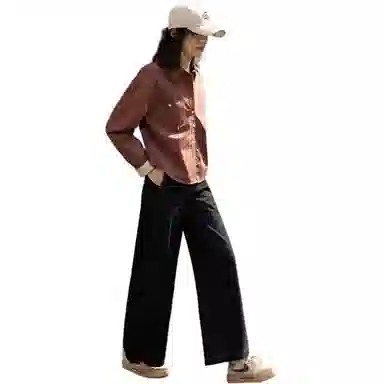 【dme】 翻领简约舒适纯色长袖衬衫 女款 红棕色