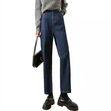 【dme】 高腰直筒休闲牛仔裤 女款 深牛仔蓝