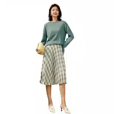 恒源祥 圆领套头宽松纯色长袖针织衫 女款