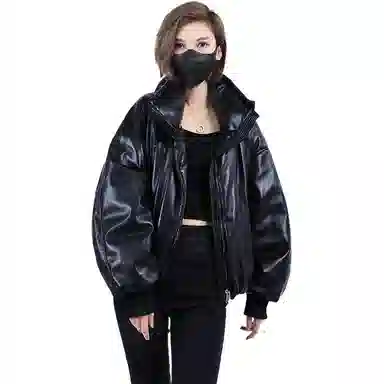 蛋白皮皮衣鸭鸭 立领纯色韩版时尚休闲短款宽松羽绒服 女款