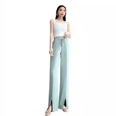 恒源祥 纯色开叉阔腿休闲裤 女款