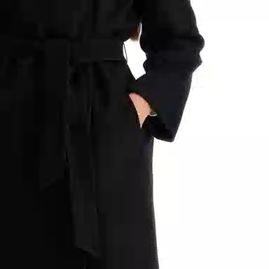 MaxMara Hooded Button Coat Black