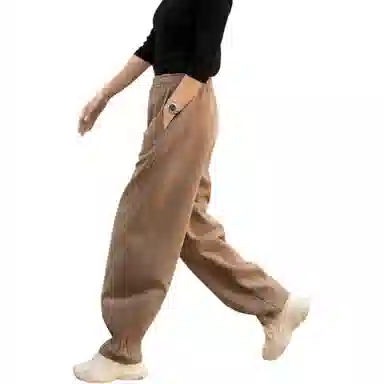 善己 纯色束脚高腰休闲裤 女款 布丁棕