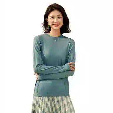 恒源祥 圆领套头宽松纯色长袖针织衫 女款