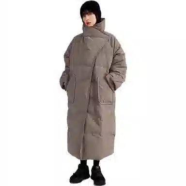 中国李宁 运动时尚系列 纯色中长款保暖羽绒服外套 冬季 女款 胡桃褐