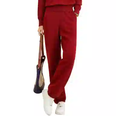 恒源祥 纯色高腰针织休闲裤 女款