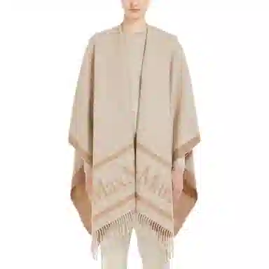 MaxMara Hilde Poncho In Lana Con Logo Jacquard