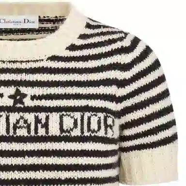 Dior Logo Stripe Knit Tee Black