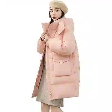鸭鸭 时尚百搭连帽纯色加厚羽绒服 女款