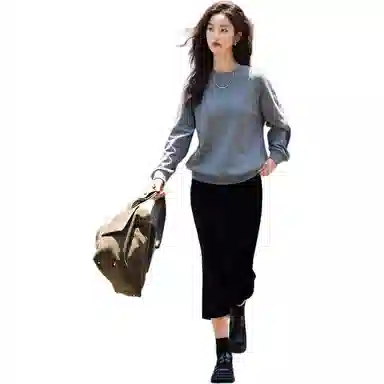 【dme】 纯色圆领宽松套头卫衣 女款 深麻灰