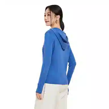 恒源祥 休闲纯色连帽套头长袖针织衫 女款