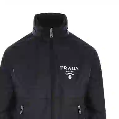 PRADA SS22 Logo Zip Hoodie Jacket Black