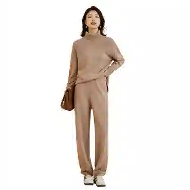 恒源祥 纯色高腰针织休闲裤 女款