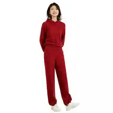 恒源祥 纯色高腰针织休闲裤 女款