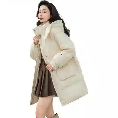鸭鸭 时尚百搭连帽纯色加厚羽绒服 女款