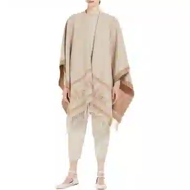 MaxMara Hilde Poncho In Lana Con Logo Jacquard