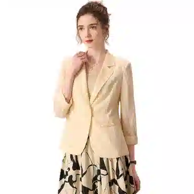 粉红玛琍 纯色一粒扣简约西装 女款