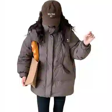 鸭鸭 时尚连帽韩版纯色羽绒服 女款
