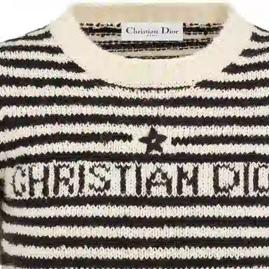 Dior Logo Stripe Knit Tee Black