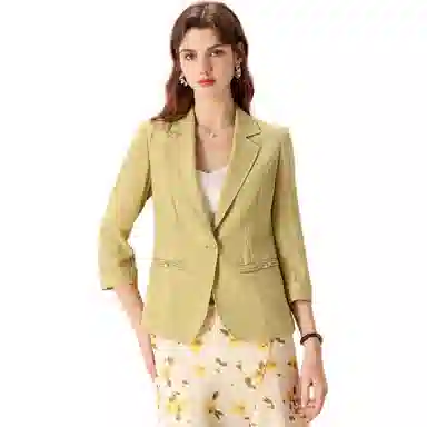 粉红玛琍 纯色一粒扣简约西装 女款