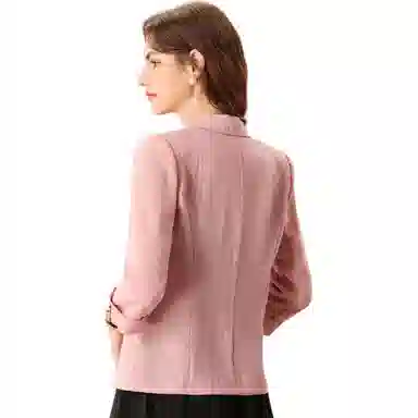 粉红玛琍 纯色一粒扣简约西装 女款