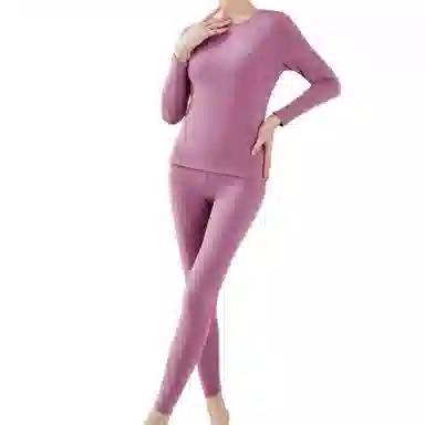 雅鹿 圆领舒适亲肤弹力保暖套装 女款