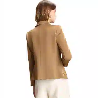 粉红玛琍 纯色修身长袖微弹西装 女款