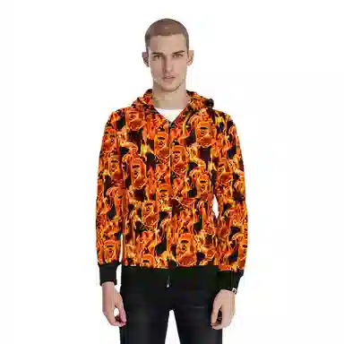 A BATHING APE FLAME WIDE FULL ZIP HOODIE