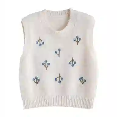 红蜻蜓 简约圆领刺绣马甲背心针织衫 女款
