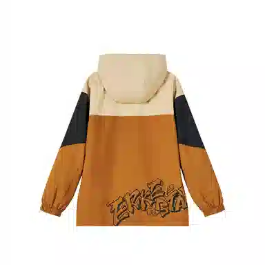 鸿星尔克儿童 时尚洋气休闲百搭加厚连帽拼色长袖夹克外套 枯竹褐 青少年