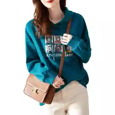 【dme】 小熊印花连帽加绒卫衣 女款