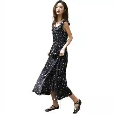 【dme】 宽松套头圆领长裙韩系简约无袖连衣裙 女款 黑色