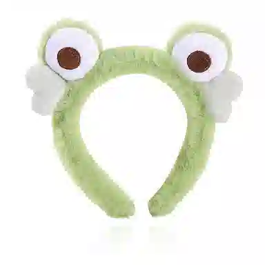 零界 可爱大眼萌青蛙 毛绒大眼青蛙 防滑压发卡通束发 洗脸专用 布艺 发箍 女款