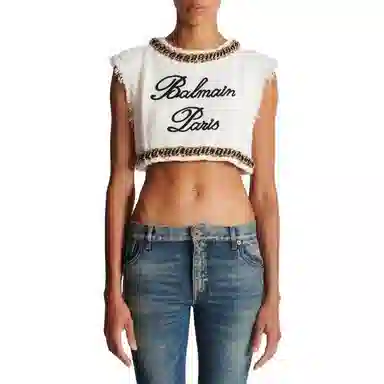 BALMAIN FW23 Signature Tweed Tank Top