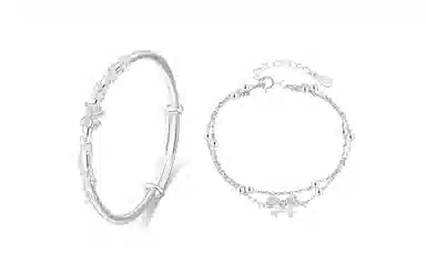 牧言 甜美可爱森系简约小众设计高级感 立体浮雕花丝素圈在逃公主圆珠一步一响叠戴手饰 合金 繁花似锦蝴蝶结套装 女款