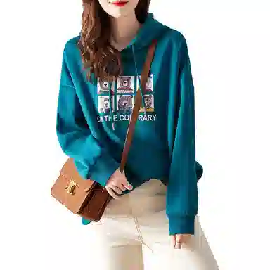 【dme】 小熊印花连帽加绒卫衣 女款