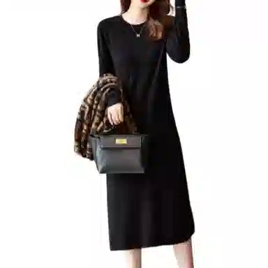 【dme】 休闲纯色长袖连衣裙